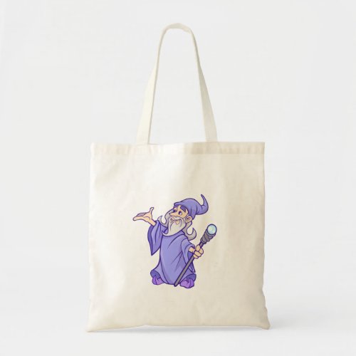 Magical purple wizard magician sorceress tote bag