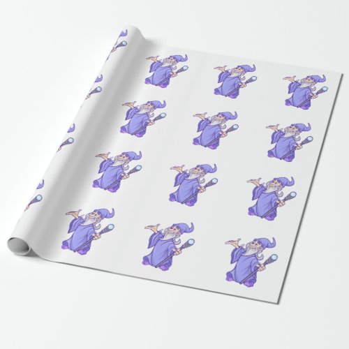 Magical purple wizard magician sorceress wrapping paper