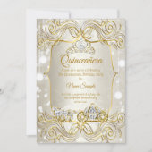Magical Quinceanera carriage gold Beige Silver Invitation (Front)
