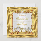 Magical Quinceanera Gold Diamond Horse Carriage Invitation (Front)