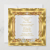 Magical Quinceanera Gold Diamond Horse Carriage Invitation (Back)