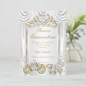 Magical Quinceanera White Gold Invitation (Standing Front)