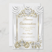 Magical Quinceanera White Gold Invitation (Front)
