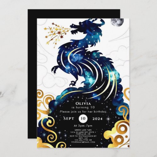 Magical Radiant Dragon Birthday Invitation