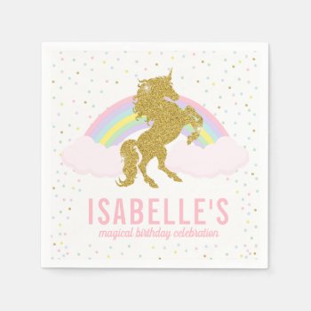 Magical Rainbow And Unicorn Napkins by colourfuldesigns at Zazzle