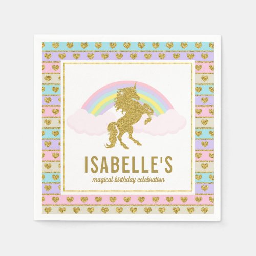 Magical Rainbow and Unicorn Napkins