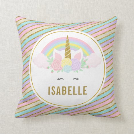 Magical Rainbow and Unicorn Throw Pillow