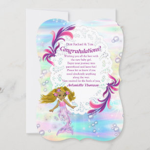 Magical Rainbow Baby Mermaids Congrats card
