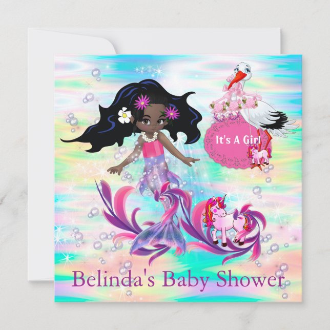 Magical Rainbow Baby Mermaids Note Card (Front)