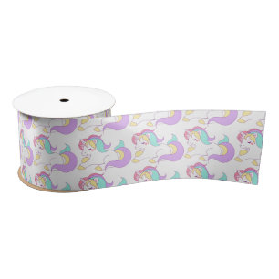 Magical Rainbow Birthday Unicorns Satin Ribbon