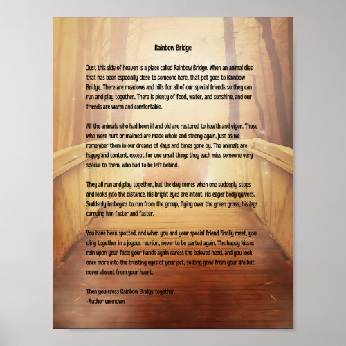 Magical Rainbow Bridge poem Poster