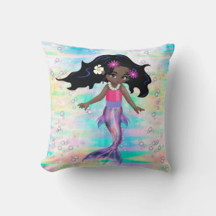 Magical Rainbow Bubbles & Baby Mermaids Throw Pillow