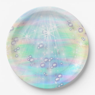 Magical Rainbow Bubbles, Unicorns Baby Shower Paper Plates