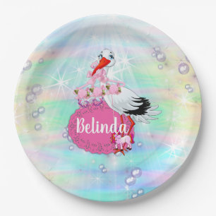 Magical Rainbow Bubbles, Unicorns Baby Shower Paper Plates