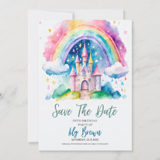 Magical Rainbow Castle Birthday Save The Date – Ki Invitation