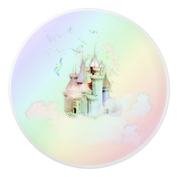 Magical Rainbow Castle Princess Fairytale Ceramic Knob by nawnibelles at Zazzle