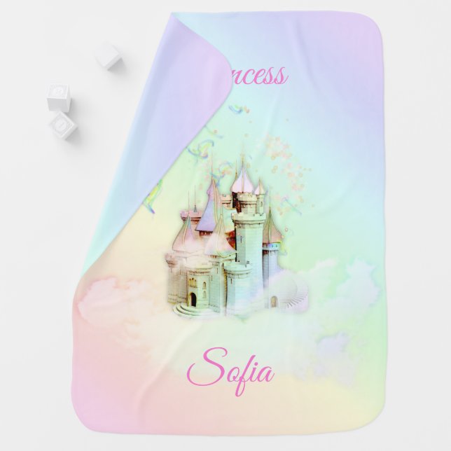 Magical Rainbow Castle Princess Swaddle Blanket (In Situ)