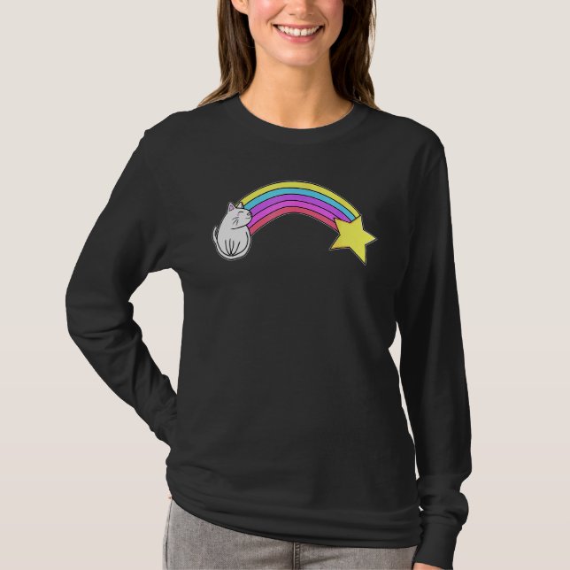 Magical Rainbow Caticorn Cat T-Shirt (Front)
