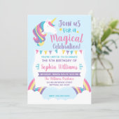 Magical Rainbow Cloud Unicorn Birthday Invitations (Standing Front)