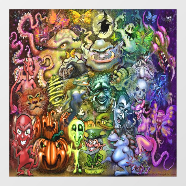 Magical Rainbow Creatures Window Cling (Sheet)