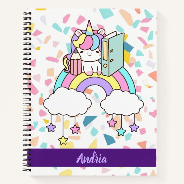 Magical Rainbow Cute Unicorn  Notebook (Front)