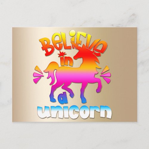Magical Rainbow Fantasy Believe in a Unicorn Postcard