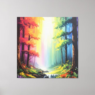 Magical Rainbow Forest Stream Canvas Print