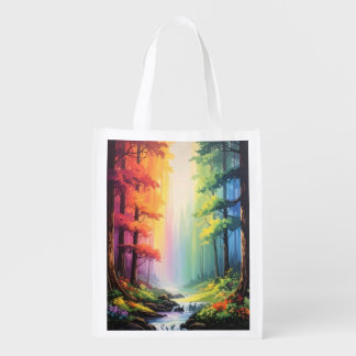 Magical Rainbow Forest Stream Grocery Bag
