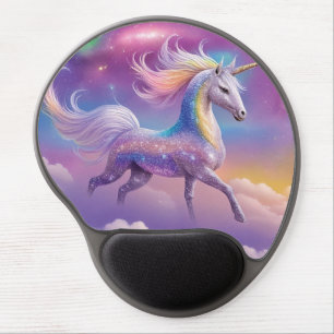 Magical Rainbow Glitter White Unicorn Sparkles Gel Mouse Pad