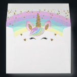 Magical Rainbow Gold Unicorn for 5x7 Invitation Envelope<br><div class="desc">Magical Rainbow Gold Unicorn for 5x7 Invitation envelope</div>