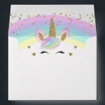 Magical Rainbow Gold Unicorn for 5x7 Invitation Envelope<br><div class="desc">Magical Rainbow Gold Unicorn for 5x7 Invitation envelope</div>