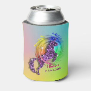 Magical Rainbow I Believe In Unicorn Themed Can Cooler