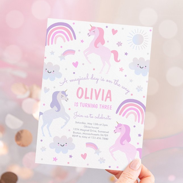 Magical Rainbow Iridescent Unicorn Birthday Party Invitation (Creator Uploaded)