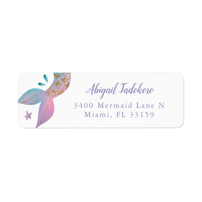 Magical Rainbow Mermaid Return Address Label (Front)