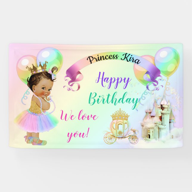 Magical Rainbow Princess Castle Carriage Banner (Horizontal)