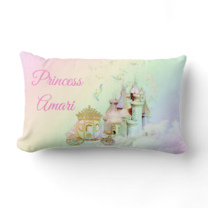 Magical Rainbow Princess Castle Carriage Lumbar Pillow