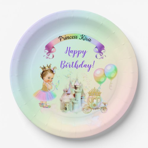 Magical Rainbow Princess Castle Carriage Paper Plates