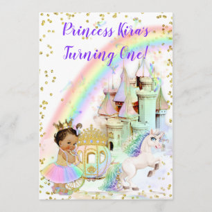 Magical Rainbow Princess Castle Carriage Unicorn Invitation