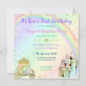 Magical Rainbow Princess Castle Carriage Unicorn Invitation (Back)
