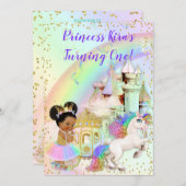 Magical Rainbow Princess Castle Carriage Unicorn Invitation (Front/Back)