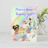 Magical Rainbow Princess Castle Carriage Unicorn Invitation (Standing Front)