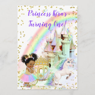 Magical Rainbow Princess Castle Carriage Unicorn Invitation