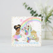 Magical Rainbow Princess Castle Carriage Unicorn Invitation (Standing Front)