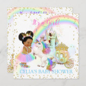 Magical Rainbow Princess Castle Carriage Unicorn Invitation (Front/Back)
