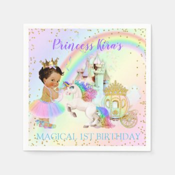 Magical Rainbow Princess Castle Carriage Unicorn Napkins by nawnibelles at Zazzle