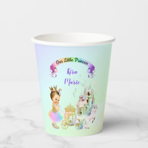 Magical Rainbow Princess Castle Carriage Unicorn Paper Cups