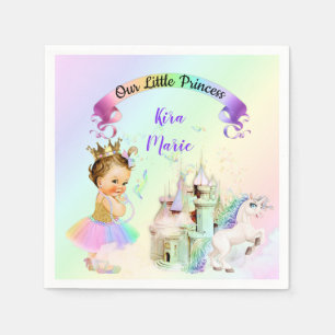 Magical Rainbow Princess Castle Unicorn Paper Napkins