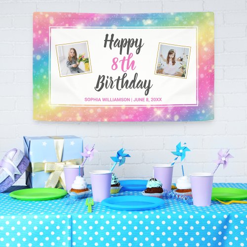 Magical Rainbow Sparkles Birthday Custom Photos Banner