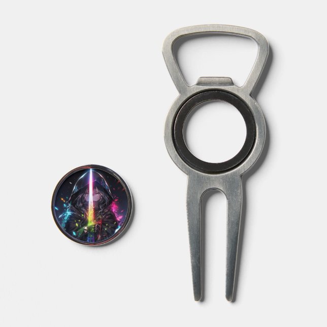 Magical Rainbow Sword Anime Girl Divot Tool (Front (Open))