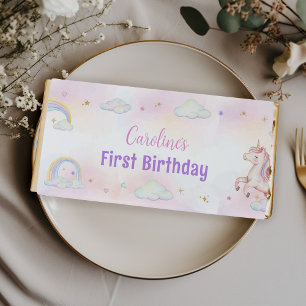 Magical Rainbow Unicorn 1st Birthday Hershey Bar Favors
